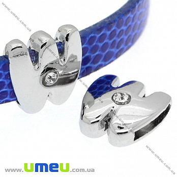 Намистина мет. Буква W, 12х11 мм, Темне срібло (BUS-008890)