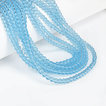 Бусины стеклянные прозрачные, 4,5 мм, Круглые, Голубые (BUS-057243)