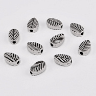 Бусины мет. Листики, 8х6 мм, Античное серебро (BUS-055354)