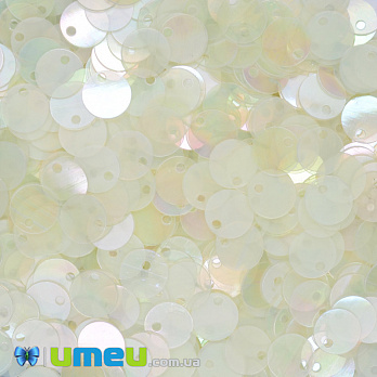 Паєтки Індія круглі плоскі (зміщений отвір), 6,5 мм, Прозорі (PAI-041428)