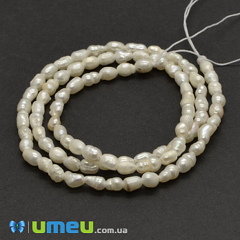 Бусина натуральный камень Жемчуг речной молочный Рис, 3-5x2-3 мм (BUS-039400)