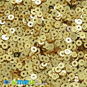 Паєтки Індія круглі плоскі, 3 мм, Золотисті (PAI-053445)