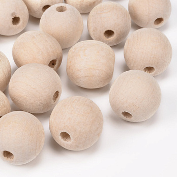Намистина дерев'яна 20 мм, Кругла, Бук (BUS-057691)