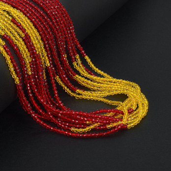 Намистини круглі грановані, 2 мм, Мікс червоно-жовтий (BUS-057360)