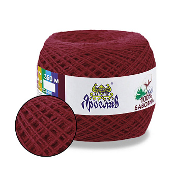 Пряжа Ярослав Бавовна 14/2, 50 г, 350 м, Бордовая 10 (YAR-058964)