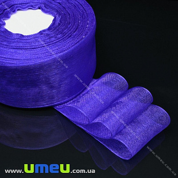 Лента из органзы, 40 мм, Синяя (LEN-016619)