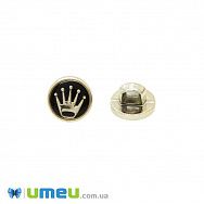 Пуговица пластиковая на ножке Круглая, 10 мм, Золотисто-черная (PUG-046586)