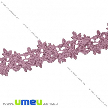 Тесьма тисненая Розочки, 20 мм, Розовая (LEN-025670)