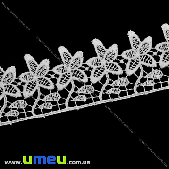 Мереживо плетене Квіти, 50 мм, Біле (LEN-011899)