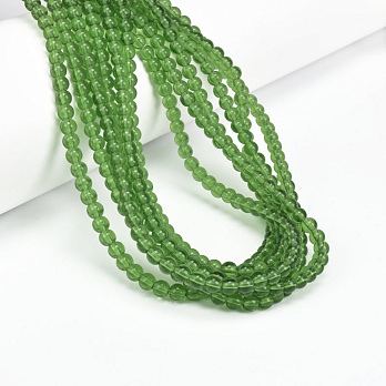 Бусины стеклянные прозрачные, 4,5 мм, Круглые, Зеленые (BUS-057241)