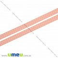 Репсовая лента в горошек, 10 мм, Персиковая (LEN-016646)