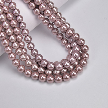 Бусины стеклянные Жемчуг Premium, 8 мм, Пудровые, Круглые (BUS-060511)