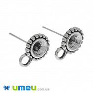 Пусети під страз 5 мм, Античне срібло, 12х8х15 мм (OSN-039259)