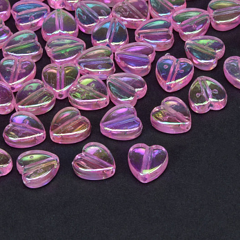 Намистини акрилові Серце, 8,5х8,5 мм, Рожеві АВ (BUS-059815)