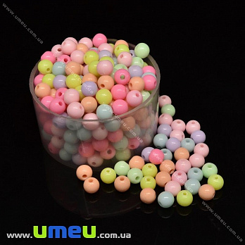 Намистина пластикова Кругла, 6 мм, Мікс (BUS-028844)