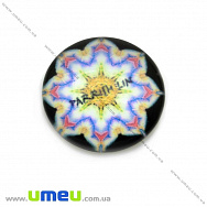 Кабошон стекл. с принтом Узор, 18 мм, Круглый (KAB-013638)