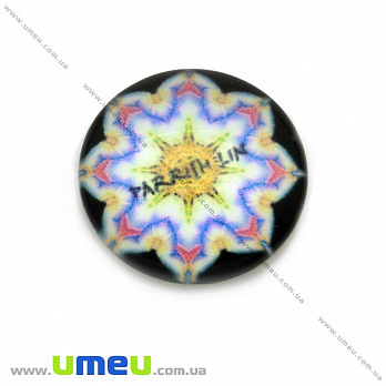 Кабошон скляний з принтом Візерунок, 18 мм, Круглий (KAB-013638)