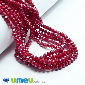 Бусины рондели, 4х3 мм, Бордовые АВ (BUS-049047)