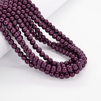 Бусины стеклянные Жемчуг Premium, 6 мм, Баклажановые, Круглые (BUS-034128)