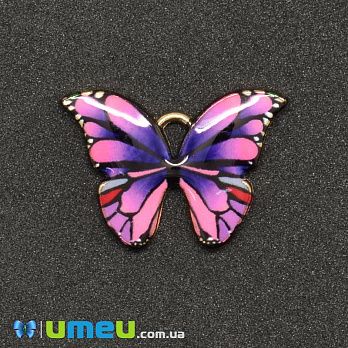 Підвіска метал. Метелик бузковий, 22х15 мм, Золото (POD-043586)