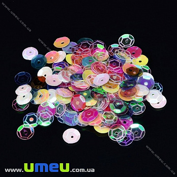 Пайетки Китай круглые граненые, 6,5 мм, Микс АВ (PAI-031956)