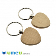 Брелок деревянный для гравировки, Сердце, 40х40х7 мм (OSN-048006)