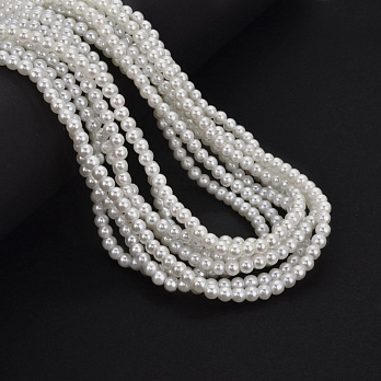 Бусины стеклянные Жемчуг, 4 мм, Молочные, Круглые (BUS-051987)