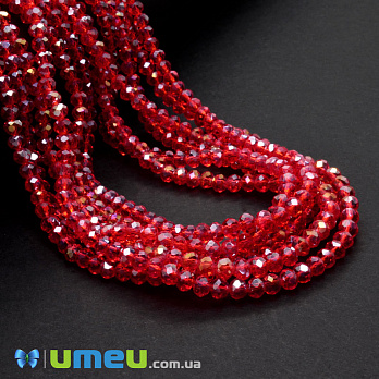 Бусины рондели, 4х3 мм, Красные АВ (BUS-049098)