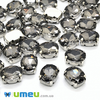 Шатон овальний 10х8 мм, Темне срібло, Сірий (KAB-037982)