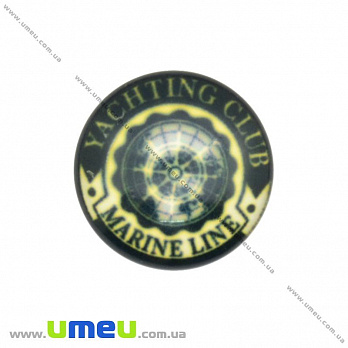 Кабошон скляний з принтом Морський, 16 мм, Круглий (KAB-017654)