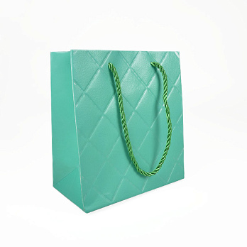 Подарочный пакет Ромбы, 15х14х7 см, Мятный (UPK-056645)