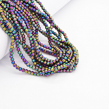 Намистини скляні гальванізовані, 4 мм, Ірис, Круглі (BUS-052051)