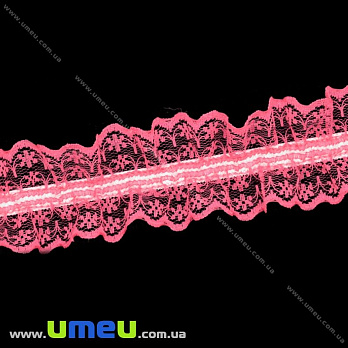 Кружево на резинке, 40 мм, Коралловое (LEN-025749)