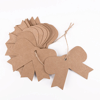 Бірки для подарунків, Бантік, 65х60 мм, Крафт (UPK-056655)