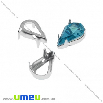 Оправа-цапы под риволи Капля, 10х6 мм, Темное серебро (OSN-034039)