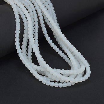 Намистини скляні напівпрозорі, 4,5 мм, Круглі, Білі матові (BUS-057262)