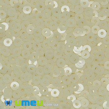 Паєтки Італія круглі плоскі, 3 мм, Кремові №1024 Bianco Avorio Opaline (PAI-039137)