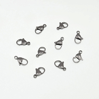 Замки-карабіни з нержавіючої сталі, 11х7 мм, Темне срібло (STL-037899)