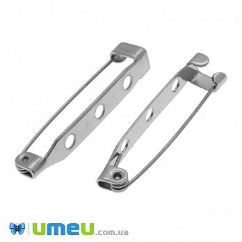 Основа для брошки з нерж. сталі, 32х6 мм, Темне срібло (STL-039700)