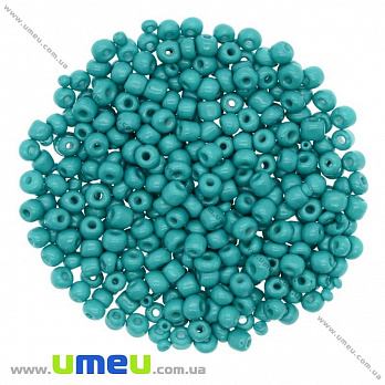 Бисер китайский крупный, 6/0, Бирюзовый натуральный, 4 мм (BIS-009032)