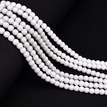 Бусины Мрамор белый, Синт. камень, 4,5 мм, Круглые (BUS-051864)