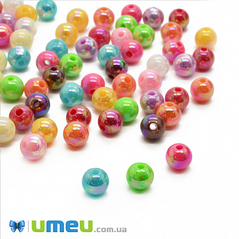 Бусина пластиковая Круглая, 6 мм, Микс АВ (BUS-007851)