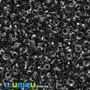 Пайетки Индия чаша, 3 мм, Черные (PAI-037822)