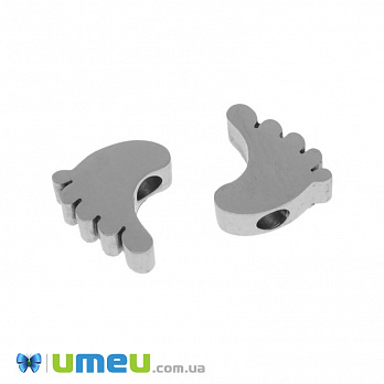 Бусина из нержавеющей стали Ножка, 8х7 мм, Темное серебро (STL-039037)