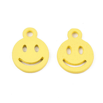 Підвіска метал. Смайлик пофарбований, 12,5 х9,5 мм, Жовтий (POD-053633)