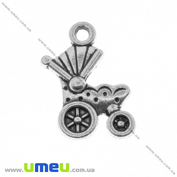 Підвіска метал. Коляска, 19х14 мм, Античне срібло (POD-001267)