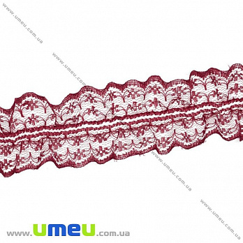 Кружево на резинке, 40 мм, Бордовое (LEN-025751)