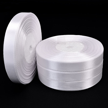 Атласна стрічка, 10 мм, Біла (LEN-056733)