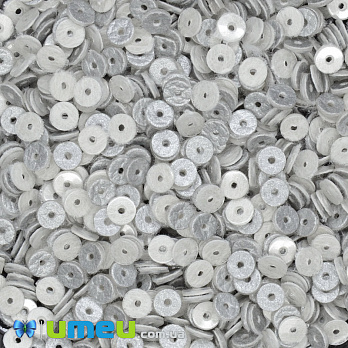 Паєтки Індія круглі плоскі, 4 мм, Сріблясті (PAI-041022)
