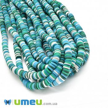 Намистини з полімерної глини, 6 мм, Мікс бірюзовий (BUS-044084)